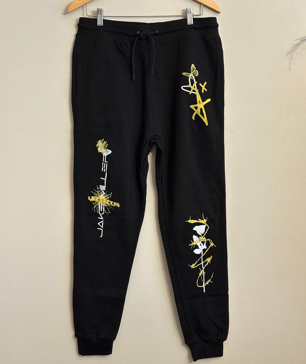 Jake Miller Tattoos Graphic Jogger Sweatpants Black Unisex Medium
